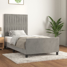 vidaXL világosszürke bársony ágykeret fejtámlával 90 x 190 cm ágy és ágykellék
