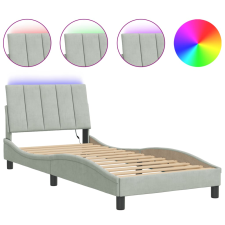 vidaXL világosszürke bársony ágykeret LED-világítással 80 x 200 cm (3213745) ágy és ágykellék