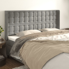 vidaXL világosszürke bársony fejtámla szárnyakkal 203x16x118/128 cm ágy és ágykellék