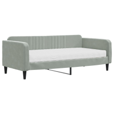 vidaXL világosszürke bársony kanapéágy matraccal 90 x 190 cm (3197052) ágy és ágykellék