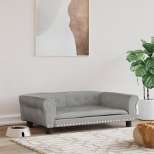 vidaXL világosszürke bársony kutyaágy 95 x 55 x 30 cm szállítóbox, fekhely kutyáknak