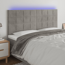 vidaXL világosszürke bársony LED-es fejtámla 200x5x118/128 cm ágy és ágykellék