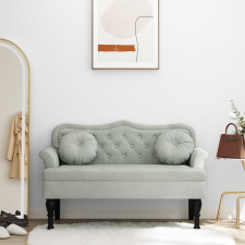 vidaXL világosszürke bársony pad párnákkal 120,5 x 65 x 75 cm bútor