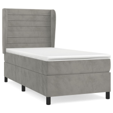 vidaXL világosszürke bársony rugós ágy matraccal 100 x 200 cm (3129255) ágy és ágykellék