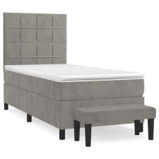vidaXL világosszürke bársony rugós ágy matraccal 100 x 200 cm (3137827) ágy és ágykellék