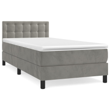 vidaXL világosszürke bársony rugós ágy matraccal 100 x 200 cm (3141527) ágy és ágykellék