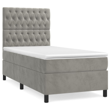 vidaXL világosszürke bársony rugós ágy matraccal 100 x 200 cm (3143187) ágy és ágykellék