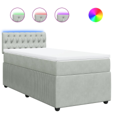 vidaXL világosszürke bársony rugós ágy matraccal 100 x 200 cm (3289968) ágy és ágykellék