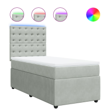 vidaXL világosszürke bársony rugós ágy matraccal 100 x 200 cm (3294574) ágy és ágykellék