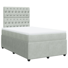 vidaXL világosszürke bársony rugós ágy matraccal 120 x 190 cm (3292292) ágy és ágykellék