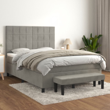 vidaXL világosszürke bársony rugós ágy matraccal 140x190 cm ágy és ágykellék