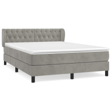 vidaXL világosszürke bársony rugós ágy matraccal 140x190 cm (3127667) ágy és ágykellék