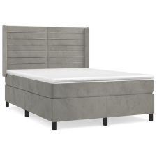 vidaXL világosszürke bársony rugós ágy matraccal 140x190 cm (3132735) ágy és ágykellék