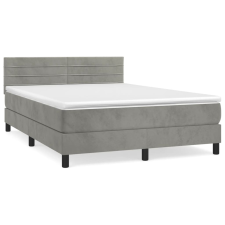 vidaXL világosszürke bársony rugós ágy matraccal 140x190 cm (3141359) ágy és ágykellék