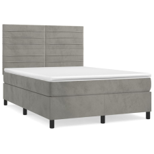 vidaXL világosszürke bársony rugós ágy matraccal 140x190 cm (3143079) ágy és ágykellék