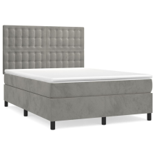 vidaXL világosszürke bársony rugós ágy matraccal 140x190 cm (3143259) ágy és ágykellék