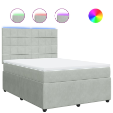 vidaXL világosszürke bársony rugós ágy matraccal 140x190 cm (3294634) ágy és ágykellék