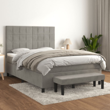 vidaXL világosszürke bársony rugós ágy matraccal 140x200 cm ágy és ágykellék