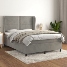 vidaXL világosszürke bársony rugós ágy matraccal 140x200 cm ágy és ágykellék