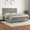 vidaXL világosszürke bársony rugós ágy matraccal 160x200 cm