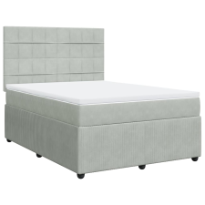 vidaXL világosszürke bársony rugós ágy matraccal 160x200 cm (3292382) ágy és ágykellék