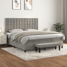 vidaXL világosszürke bársony rugós ágy matraccal 180x200 cm ágy és ágykellék