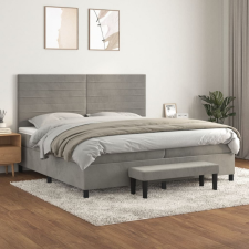 vidaXL világosszürke bársony rugós ágy matraccal 200x200 cm ágy és ágykellék