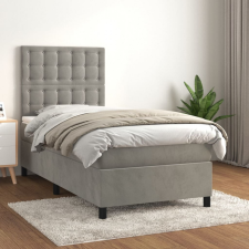 vidaXL világosszürke bársony rugós ágy matraccal 80 x 200 cm ágy és ágykellék
