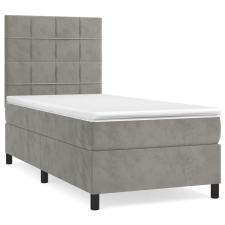 vidaXL világosszürke bársony rugós ágy matraccal 80 x 200 cm (3142989) ágy és ágykellék