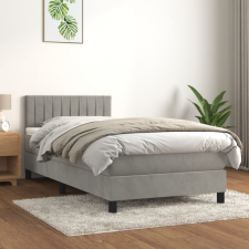 vidaXL világosszürke bársony rugós ágy matraccal 90 x 200 cm ágy és ágykellék