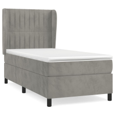vidaXL világosszürke bársony rugós ágy matraccal 90 x 200 cm (3129309) ágy és ágykellék