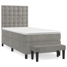vidaXL világosszürke bársony rugós ágy matraccal 90 x 200 cm (3138061) ágy és ágykellék