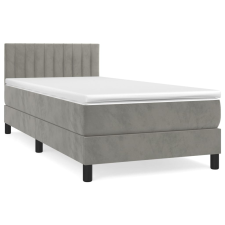 vidaXL világosszürke bársony rugós ágy matraccal 90 x 200 cm (3141401) ágy és ágykellék
