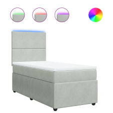 vidaXL világosszürke bársony rugós ágy matraccal 90 x 200 cm (3294532) ágy és ágykellék