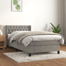 vidaXL világosszürke bársony rugós ágy matraccal 90x190 cm ágy és ágykellék