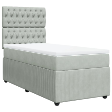 vidaXL világosszürke bársony rugós ágy matraccal 90x190 cm (3292220) ágy és ágykellék