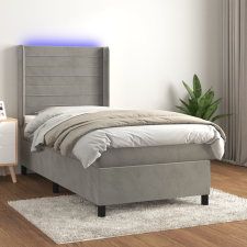 vidaXL világosszürke bársony rugós és LED-es ágy matraccal 100x200 cm ágy és ágykellék