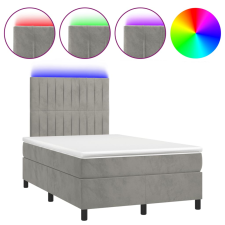 vidaXL világosszürke bársony rugós és LED-es ágy matraccal 120x190 cm ágy és ágykellék