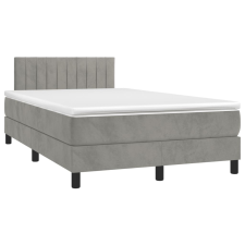 vidaXL világosszürke bársony rugós és LED-es ágy matraccal 120x190 cm ágy és ágykellék