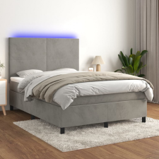 vidaXL világosszürke bársony rugós és LED-es ágy matraccal 140x190 cm ágy és ágykellék