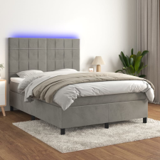 vidaXL világosszürke bársony rugós és LED-es ágy matraccal 140x190 cm ágy és ágykellék
