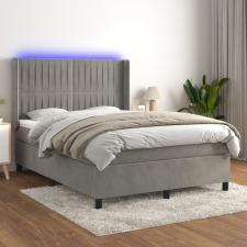 vidaXL világosszürke bársony rugós és LED-es ágy matraccal 140x190 cm ágy és ágykellék