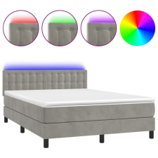 vidaXL világosszürke bársony rugós és LED-es ágy matraccal 140x200 cm (3134645) ágy és ágykellék