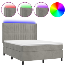 vidaXL világosszürke bársony rugós és LED-es ágy matraccal 140x200 cm (3139685) ágy és ágykellék