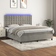 vidaXL világosszürke bársony rugós és LED-es ágy matraccal 160x200 cm ágy és ágykellék