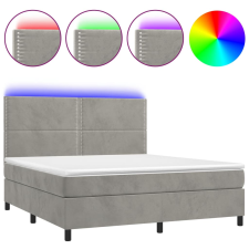 vidaXL világosszürke bársony rugós és LED-es ágy matraccal 160x200 cm (3136071) ágy és ágykellék