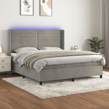 vidaXL világosszürke bársony rugós és LED-es ágy matraccal 180x200 cm ágy és ágykellék