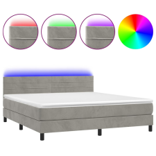 vidaXL világosszürke bársony rugós és LED-es ágy matraccal 180x200 cm (3134477) ágy és ágykellék