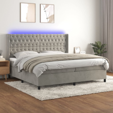vidaXL világosszürke bársony rugós és LED-es ágy matraccal 200x200 cm ágy és ágykellék
