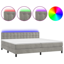 vidaXL világosszürke bársony rugós és LED-es ágy matraccal 200x200 cm (3134663) ágy és ágykellék